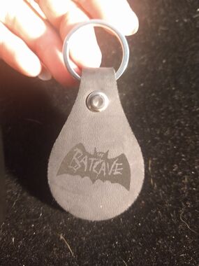 Black Leatherette Keyring Holster with Batcave Logo